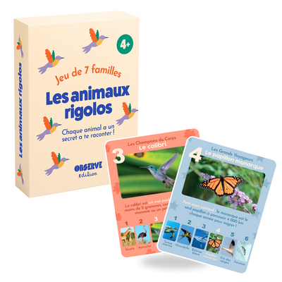 étui et cartes du jeu les animaux rigolos