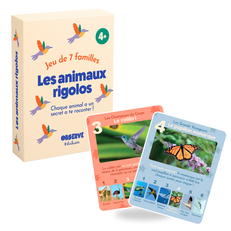 étui et cartes du jeu les animaux rigolos